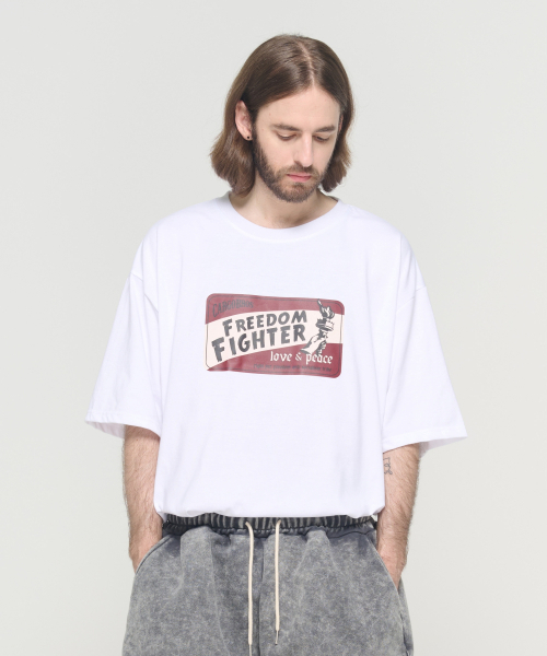 CARGOBROS(カーゴブロス)の「(ビッグサイズ) CB フリーダムファイター 半袖Tシャツ (ホワイト)(Tシャツ/カットソー・メンズ・その他・FREE)」の5枚目の写真