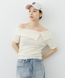 ご購入者様決定꒰CORNFLAKE꒱オフショルダーカットソー 白 肩出しTシャツXLサイズOK coca（コカ） tシャツ ＼新色追加／ビックシルエット5分袖テールカット