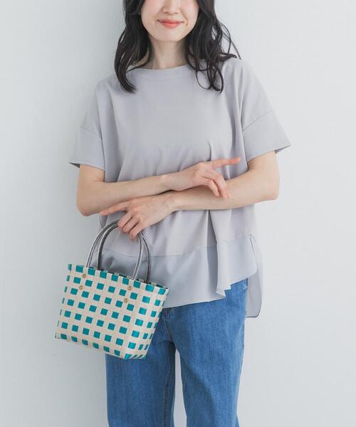 URBAN RESEARCH DOORS(アーバンリサーチドアーズ)の「異素材切替えラウンドヘムプルオーバー(Tシャツ/カットソー・レディース・ライトグレー/ネイビー/ブラウン・FREE)」の5枚目の写真