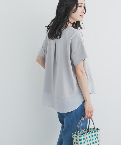 URBAN RESEARCH DOORS(アーバンリサーチドアーズ)の「異素材切替えラウンドヘムプルオーバー(Tシャツ/カットソー・レディース・ライトグレー/ネイビー/ブラウン・FREE)」の7枚目の写真