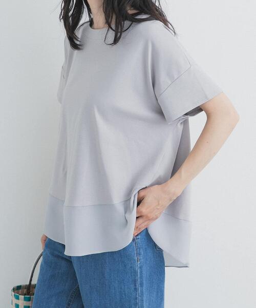 URBAN RESEARCH DOORS(アーバンリサーチドアーズ)の「異素材切替えラウンドヘムプルオーバー(Tシャツ/カットソー・レディース・ライトグレー/ネイビー/ブラウン・FREE)」の9枚目の写真