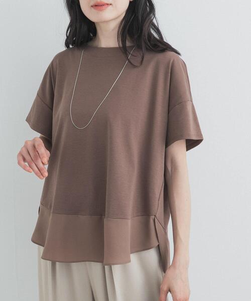 URBAN RESEARCH DOORS(アーバンリサーチドアーズ)の「異素材切替えラウンドヘムプルオーバー(Tシャツ/カットソー・レディース・ライトグレー/ネイビー/ブラウン・FREE)」の14枚目の写真
