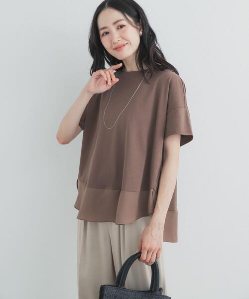 URBAN RESEARCH DOORS(アーバンリサーチドアーズ)の「異素材切替えラウンドヘムプルオーバー(Tシャツ/カットソー・レディース・ライトグレー/ネイビー/ブラウン・FREE)」の15枚目の写真