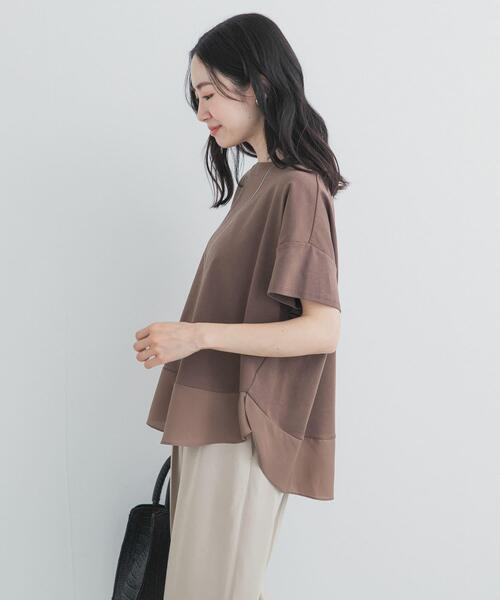 URBAN RESEARCH DOORS(アーバンリサーチドアーズ)の「異素材切替えラウンドヘムプルオーバー(Tシャツ/カットソー・レディース・ライトグレー/ネイビー/ブラウン・FREE)」の16枚目の写真