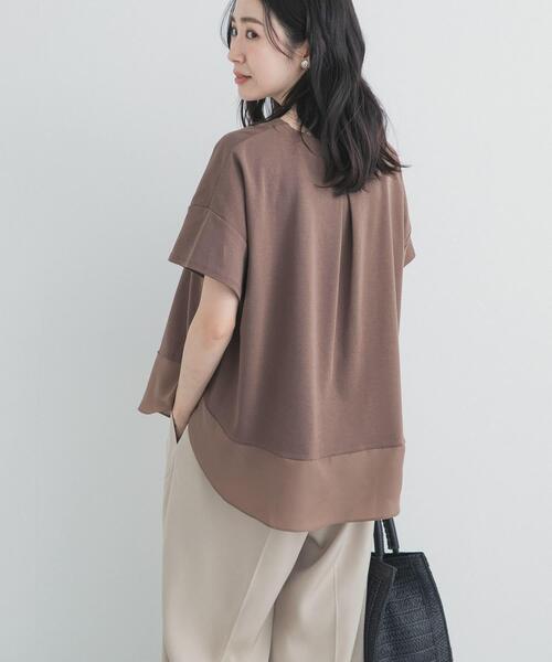 URBAN RESEARCH DOORS(アーバンリサーチドアーズ)の「異素材切替えラウンドヘムプルオーバー(Tシャツ/カットソー・レディース・ライトグレー/ネイビー/ブラウン・FREE)」の17枚目の写真