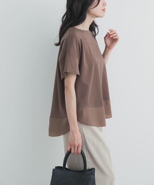 URBAN RESEARCH DOORS(アーバンリサーチドアーズ)の「異素材切替えラウンドヘムプルオーバー(Tシャツ/カットソー・レディース・ライトグレー/ネイビー/ブラウン・FREE)」の18枚目の写真