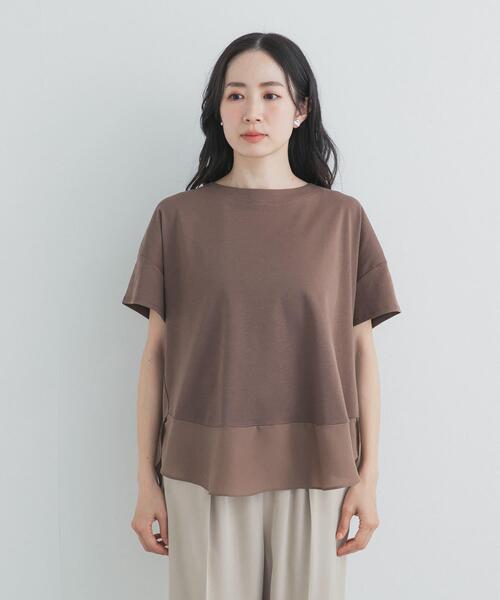 URBAN RESEARCH DOORS(アーバンリサーチドアーズ)の「異素材切替えラウンドヘムプルオーバー(Tシャツ/カットソー・レディース・ライトグレー/ネイビー/ブラウン・FREE)」の20枚目の写真