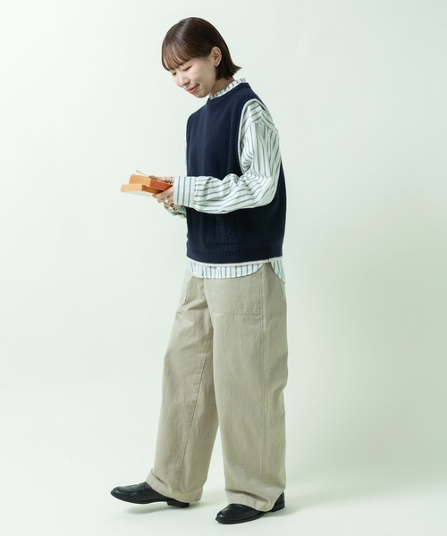PAR ICI（パーリッシィ）の「タスマニアラム　フードベスト（ベスト・レディース・ネイビー/アイボリー・FREE）」の8枚目の写真