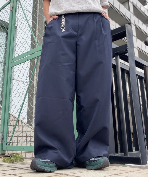 UNDERSTATEMENTs(アンダーステイトメント)の「【ユニセックス】3タックステッチワイドカーブパンツ(スラックス・メンズ・グリーン/ブラック/ネイビー・LARGE/MEDIUM/SMALL)」の20枚目の写真