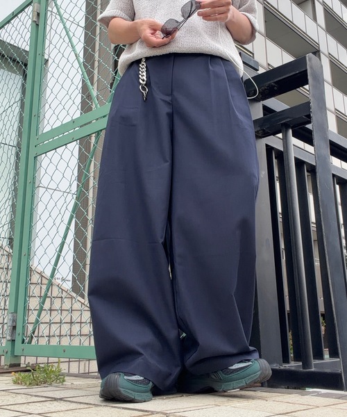 UNDERSTATEMENTs(アンダーステイトメント)の「【ユニセックス】3タックステッチワイドカーブパンツ(スラックス・メンズ・グリーン/ブラック/ネイビー・LARGE/MEDIUM/SMALL)」の22枚目の写真