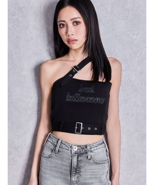 GYDA(ジェイダ)の「slanted beltトップス(キャミソール・レディース・ブラック/グレー/ピンク・FREE)」の2枚目の写真