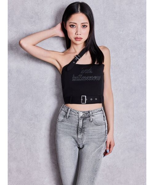 GYDA(ジェイダ)の「slanted beltトップス(キャミソール・レディース・ブラック/グレー/ピンク・FREE)」の5枚目の写真