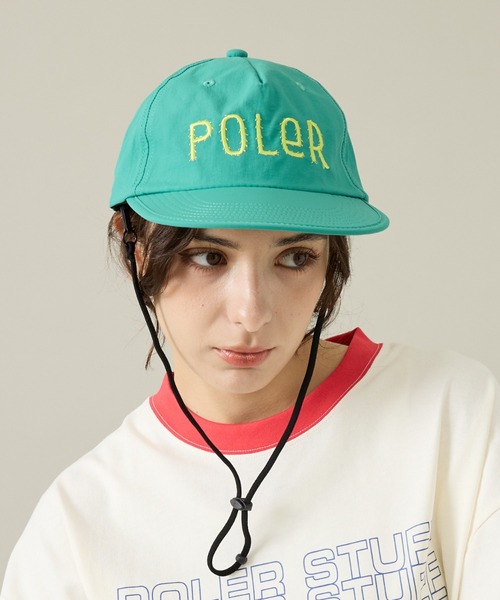 POLeR(ポーラー)の「【POLeR/ポーラー】LONG BILL DRAW CORD FLOPPY CAP / ロングビル フロッピー ドローコード キャップ / 261MCV0029(キャップ・メンズ・ブルー/グリーン/ブラック・フリー)」の1枚目の写真