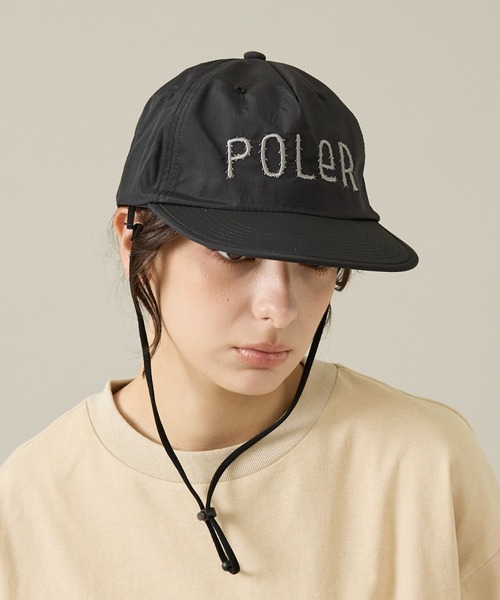 POLeR(ポーラー)の「【POLeR/ポーラー】LONG BILL DRAW CORD FLOPPY CAP / ロングビル フロッピー ドローコード キャップ / 261MCV0029(キャップ・メンズ・ブルー/グリーン/ブラック・フリー)」の2枚目の写真