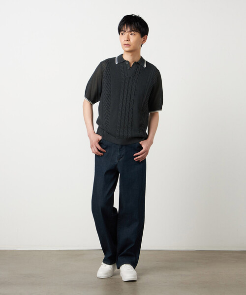 COMME CA ISM(コムサイズム)の「リネンライク ケーブルニット ポロシャツ(ニット/セーター・メンズ・ネイビー/ベージュ/ボルドー/グリーン・LARGE/MEDIUM)」の10枚目の写真