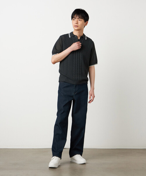 COMME CA ISM(コムサイズム)の「リネンライク ケーブルニット ポロシャツ(ニット/セーター・メンズ・ネイビー/ベージュ/ボルドー/グリーン・LARGE/MEDIUM)」の11枚目の写真