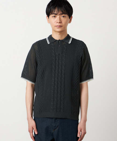 COMME CA ISM(コムサイズム)の「リネンライク ケーブルニット ポロシャツ(ニット/セーター・メンズ・ネイビー/ベージュ/ボルドー/グリーン・LARGE/MEDIUM)」の13枚目の写真