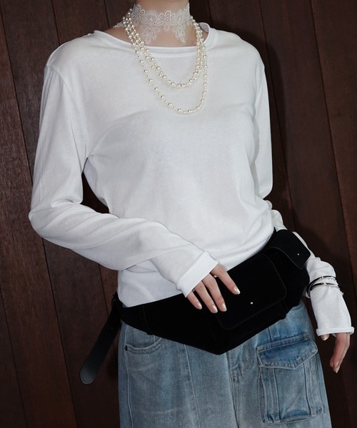 chuclla（チュクラ）の「シアーロングスリーブトップス chw26a011（Tシャツ/カットソー・レディース・ホワイト/ブラック・FREE）」の19枚目の写真