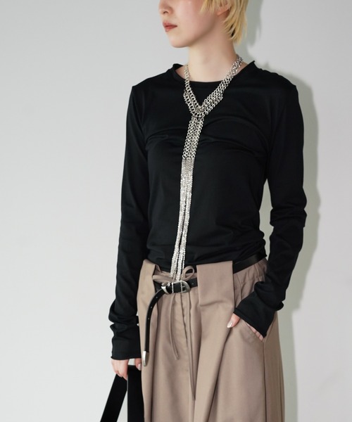 chuclla（チュクラ）の「シアーロングスリーブトップス chw26a011（Tシャツ/カットソー・レディース・ホワイト/ブラック・FREE）」の10枚目の写真