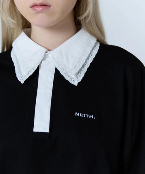 neith.(ネイス)の「neith./ネイス/Double Collar Rugger Shirt(ポロシャツ・レディース・ホワイト/ブラック・F)」の12枚目の写真