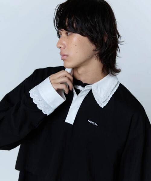 neith.(ネイス)の「neith./ネイス/Double Collar Rugger Shirt(ポロシャツ・レディース・ホワイト/ブラック・F)」の16枚目の写真