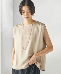 〈手洗い可能〉シルキー ツイル ノースリーブ ブラウス