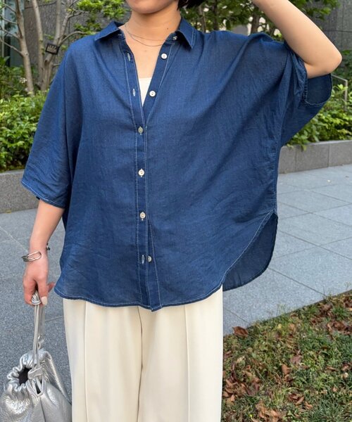 Jena espace merveilleux（ジェナ　エスパスメルヴェイユ）の「【抜け感/上品】シアーデニムドルマンシャツ（シャツ/ブラウス・レディース・ブルー系その他/グレー/ネイビー・FREE）」の16枚目の写真