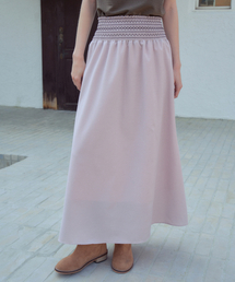 Linen Smocked Skirt_Vintage Pink(OB6SK06)