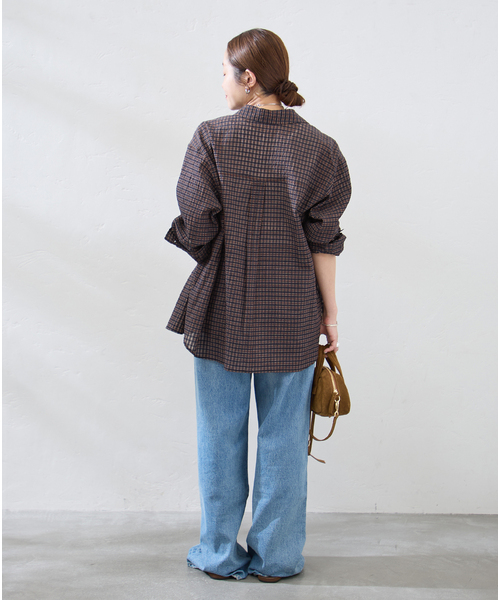 JOURNAL STANDARD(ジャーナルスタンダード)の「シアーチェックオーバーシャツ(シャツ/ブラウス・レディース・ブラウン/ホワイト×ホワイト・FREE)」の3枚目の写真
