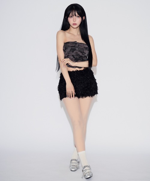 tinkerend(ティンカーエンド)の「【カップ付き】Urban Camouflage Tube Top / アーバンカモフラージュチューブトップ(チューブトップ・レディース・カモフラージュ/ブラック・FREE)」の17枚目の写真