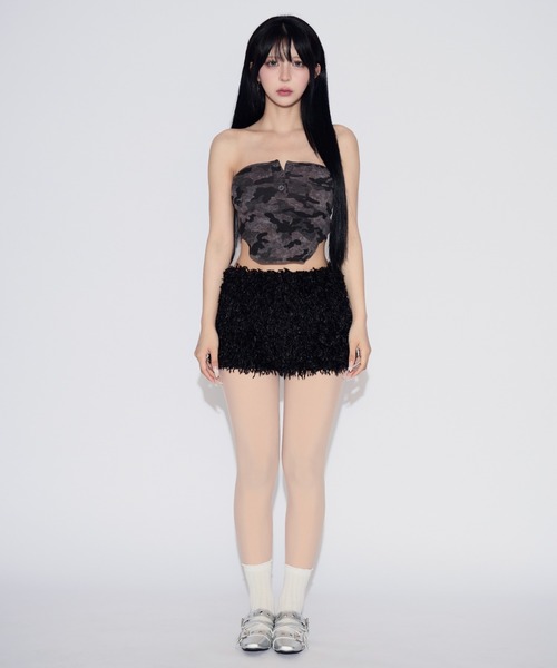 tinkerend(ティンカーエンド)の「【カップ付き】Urban Camouflage Tube Top / アーバンカモフラージュチューブトップ(チューブトップ・レディース・カモフラージュ/ブラック・FREE)」の16枚目の写真
