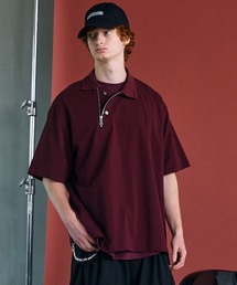 MAISON SPECIAL（メゾンスペシャル）の「《UNISEX》Asymmetrical Front Zip Prime-Over Short Sleeve Polo Shirt アシンメトリーフロントZIPプライムオーバーポロシャツ【MAISON SPECIAL メゾンスペシャル】（ポロシャツ）」