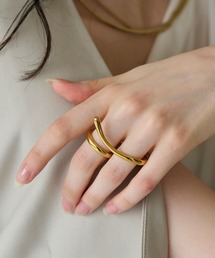 【金属アレルギー対応】フローメタルダブルフィンガーリング 2連リング/ステンレス