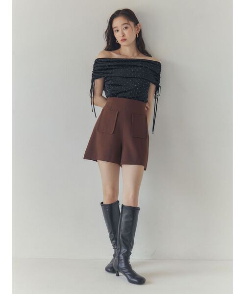 LAGUNAMOON(ラグナムーン)の「テキタイルオフショルドロストトップス(Tシャツ/カットソー・レディース・グリーン/ブラック/ベージュ/アイボリー・FREE)」の5枚目の写真