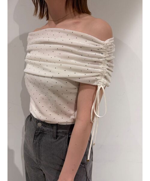 LAGUNAMOON(ラグナムーン)の「テキタイルオフショルドロストトップス(Tシャツ/カットソー・レディース・グリーン/ブラック/ベージュ/アイボリー・FREE)」の21枚目の写真