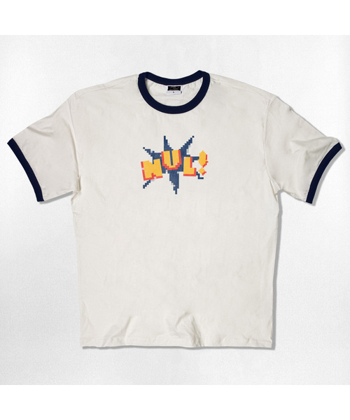NOTUSUAL(ノットユージュアル)の「ピクセルNUL リンガー半袖Tシャツ 4色(Tシャツ/カットソー・レディース・ネイビー/ホワイト×ネイビー/クリーム/ホワイト×グリーン・SMALL/MEDIUM/LARGE/X-LARGE)」の2枚目の写真