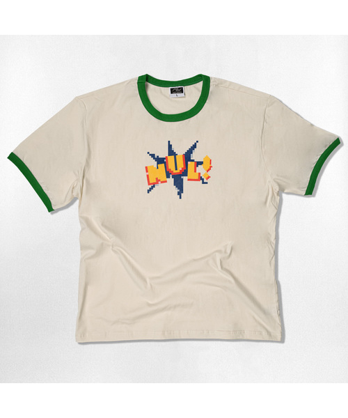 NOTUSUAL(ノットユージュアル)の「ピクセルNUL リンガー半袖Tシャツ 4色(Tシャツ/カットソー・レディース・ネイビー/ホワイト×ネイビー/クリーム/ホワイト×グリーン・SMALL/MEDIUM/LARGE/X-LARGE)」の3枚目の写真
