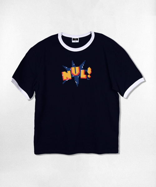 NOTUSUAL(ノットユージュアル)の「ピクセルNUL リンガー半袖Tシャツ 4色(Tシャツ/カットソー・レディース・ネイビー/ホワイト×ネイビー/クリーム/ホワイト×グリーン・SMALL/MEDIUM/LARGE/X-LARGE)」の5枚目の写真