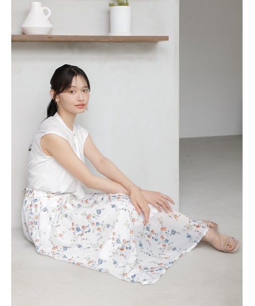 fifth（フィフス）の「【kanaセレクト】フラワープリントシフォンスカート（スカート・レディース・ホワイト/ネイビー・M/XS）」の14枚目の写真