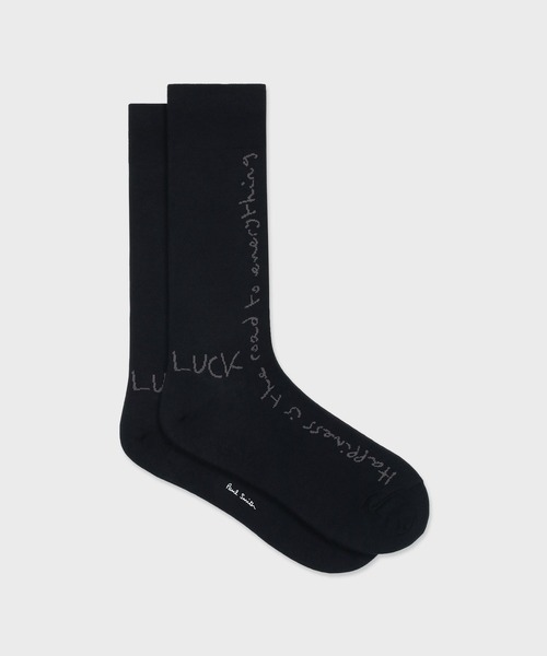 Paul Smith(ポールスミス)の「“Paul's Quotes” ドレスソックス【260621 DRO】(ソックス/靴下・メンズ・ネイビー/ブラック・25-27)」の2枚目の写真