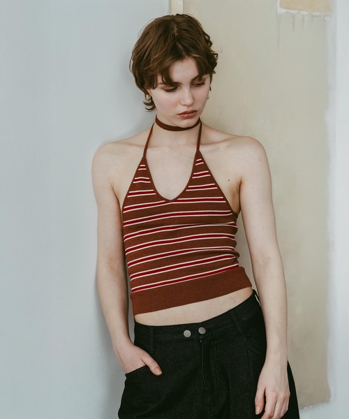 Knuth Marf(クヌースマーフ)の「Knuth Marf / クヌースマーフ knit halter bustier(ベスト・レディース・ブラウン/ネイビー・FREE)」の12枚目の写真
