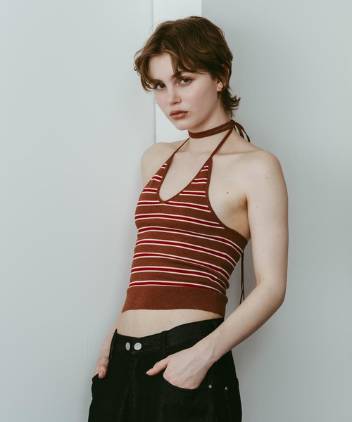 Knuth Marf(クヌースマーフ)の「Knuth Marf / クヌースマーフ knit halter bustier(ベスト・レディース・ブラウン/ネイビー・FREE)」の13枚目の写真