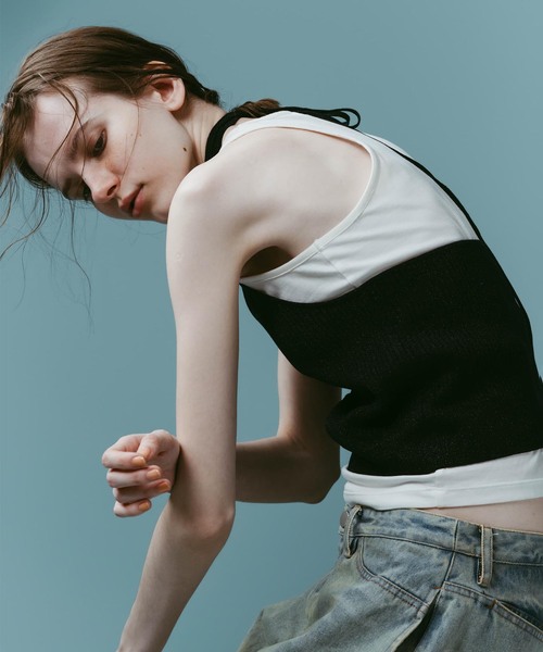 Knuth Marf(クヌースマーフ)の「Knuth Marf / クヌースマーフ knit halter bustier(ベスト・レディース・ブラウン/ネイビー・FREE)」の4枚目の写真