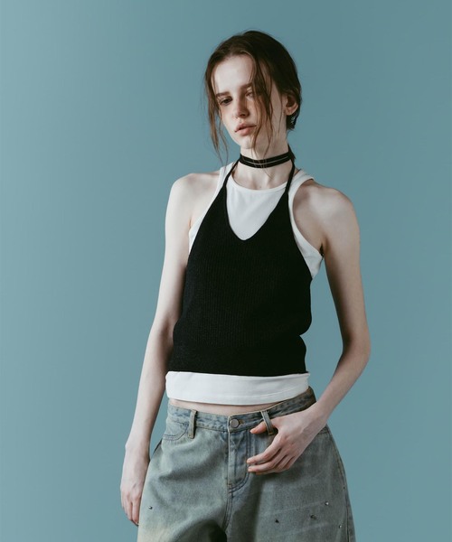 Knuth Marf(クヌースマーフ)の「Knuth Marf / クヌースマーフ knit halter bustier(ベスト・レディース・ブラウン/ネイビー・FREE)」の5枚目の写真