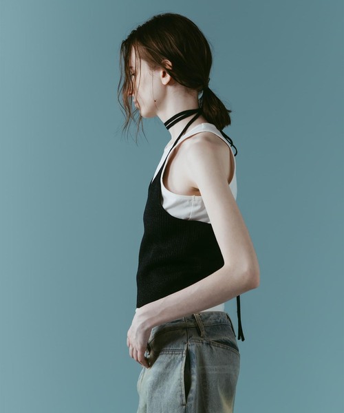 Knuth Marf(クヌースマーフ)の「Knuth Marf / クヌースマーフ knit halter bustier(ベスト・レディース・ブラウン/ネイビー・FREE)」の6枚目の写真