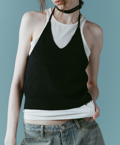 Knuth Marf(クヌースマーフ)の「Knuth Marf / クヌースマーフ knit halter bustier(ベスト・レディース・ブラウン/ネイビー・FREE)」の7枚目の写真
