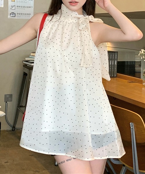 Nia（ニア）の「Nia(ニア)/ホルターネックドットシアートップス（シャツ/ブラウス・レディース・アイボリー・MEDIUM/SMALL）」の13枚目の写真