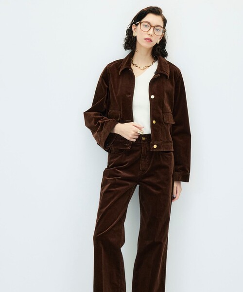 Rie Miller(リエミラー)の「【RM denim】コーデュロイフレアショート丈Gジャン(ブルゾン・レディース・ブラウン・FREE)」の4枚目の写真