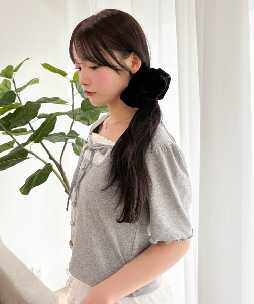 WEGO（ウィゴー）の「WEGO/パールボタンフリルキリカエトップス（Tシャツ/カットソー・レディース・ネイビー/アイボリー/グレー・FREE）」の17枚目の写真