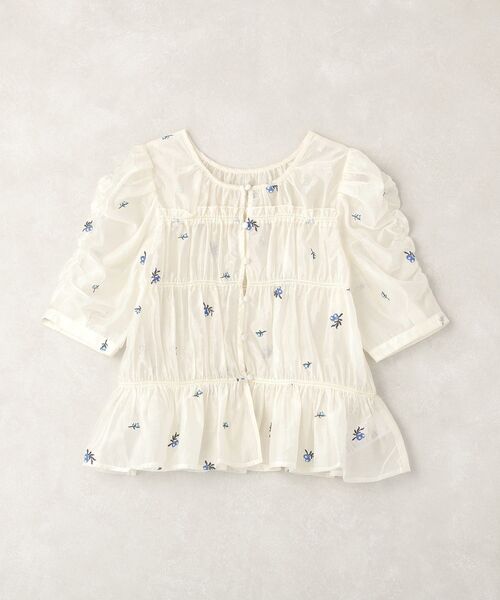 earth music&ecology(アースミュージックアンドエコロジー)の「【前後2WAY】フラワー刺繍シャーリングブラウス(シャツ/ブラウス・レディース・オフホワイト/ブラック・FREE)」の9枚目の写真